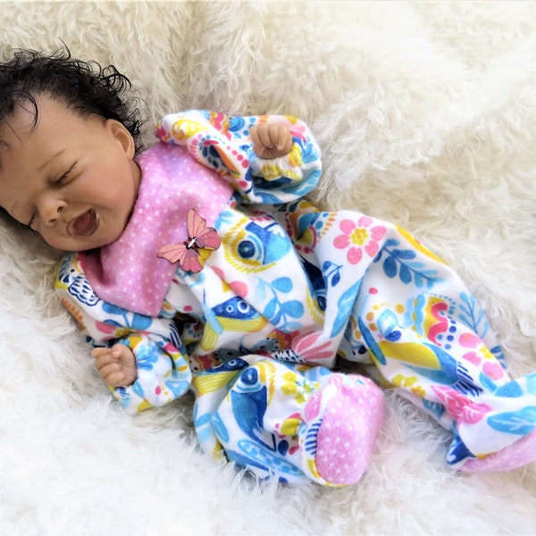 12 Inch Baby  Footie Sleeper Pajamas for Reborn Silicone Mini Art Doll ! CLOTHING ONLY!