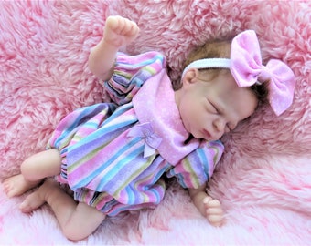 Strampler Set für 7 Zoll Mini Micro Preemie Baby Reborn Silikon Art Doll ! NUR KLEIDUNG!