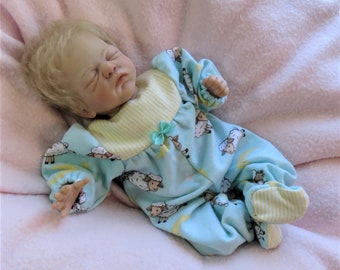 13 Inch Baby Footie Pajama Sleeper for Micro Preemie Silicone Reborn Art Doll! CLOTHING ONLY!