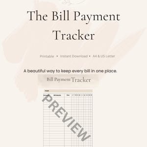 Bill Payment Tracker Printable PDF | Monthly Bill Organiser | Budget Planner Insert | A4 & US Letter | Digital Download | Finance Tracker