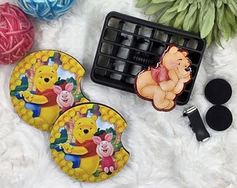 Pooh Car Vent Clip & Car Coaster Set
