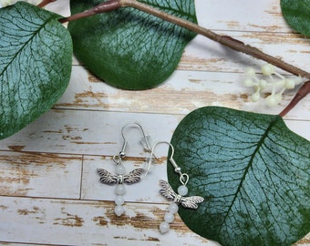 Dragonfly earrings/gemstone/crystal/dragonfly/eareings/lightweight/spirtual/healing