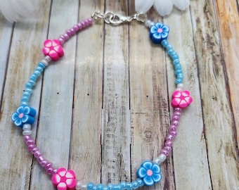 Clay and seed bead anklet or bracelet