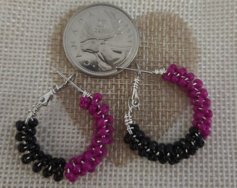 Beaded hoops/seed beads/hoops/lightweight/ statement earrings/wire wrapped/beading