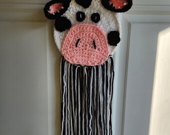 Holstein cow crochet wall hanging