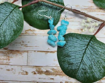 Turquoise chip earrings/drop earring/dangle earrings/jewelry/earrings/handmade/turquoise