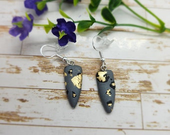 Grey clay leopard print earrings