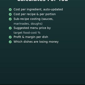 Kalkylblad för restaurangreceptkostnad och menyprissättning | Verktyg för underrecept (Excel-mall)