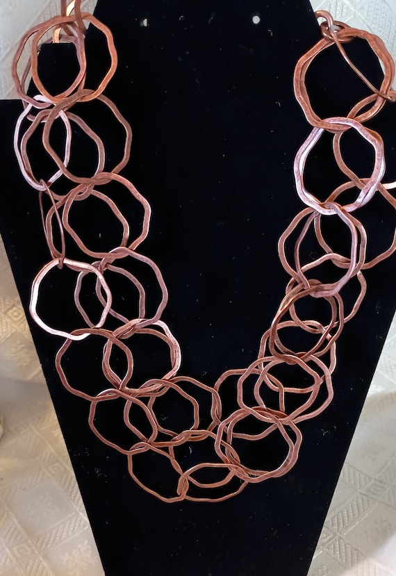 Premier design multi strand copper link necklace