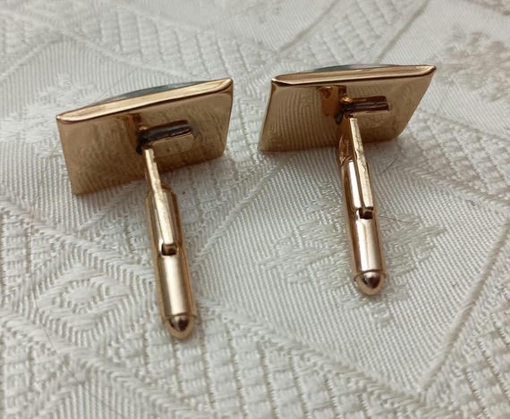 Rectangular stripped domed cuff links - image 4