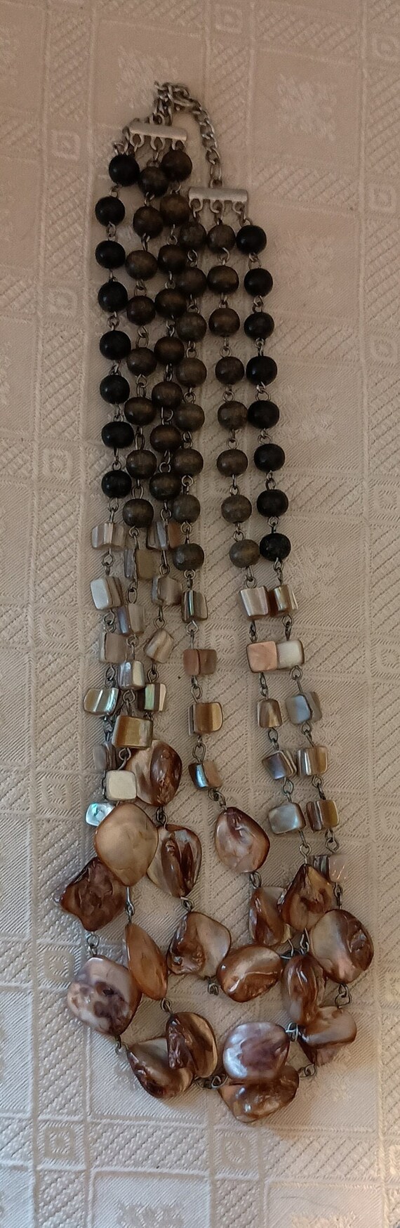 Multi strand cluster shell and beaded necklace - image 4