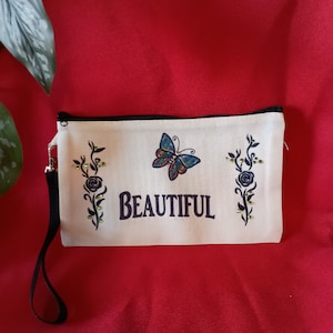 Butterfly Rhinestone Cosmetic Bag: Handmade Canvas Jewelry Pouch