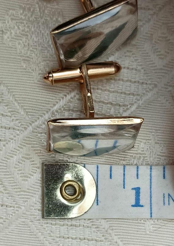 Rectangular stripped domed cuff links - image 6