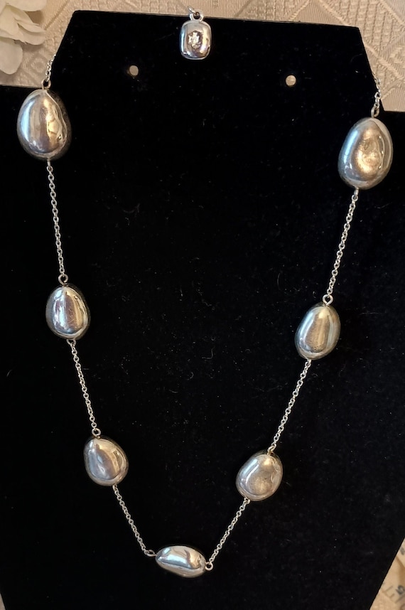 ralph lauren vintage silvertone large bead necklac