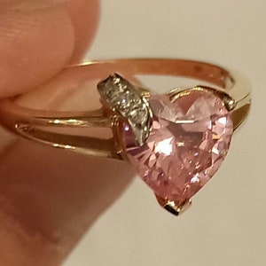 10KP (Plumb) pink heart and CZ (Size 7)