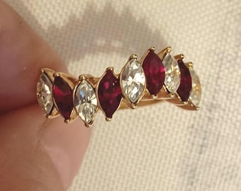 Multi color Marquis gold plated ring (size 7)