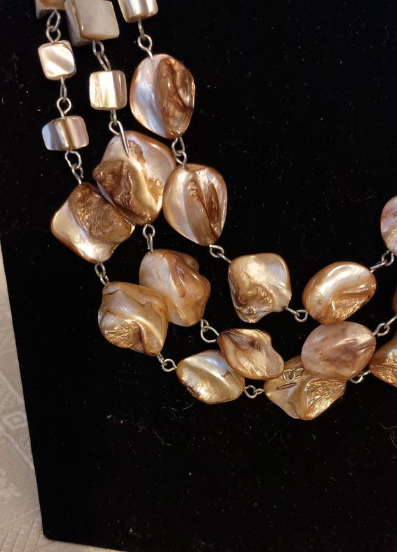 Multi strand cluster shell and beaded necklace - image 2