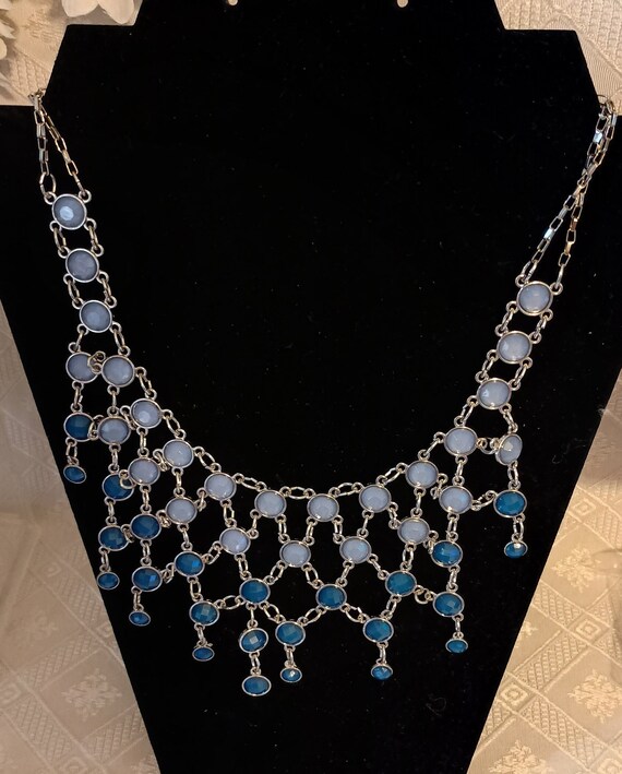 Two tone blue statement necklace by NY