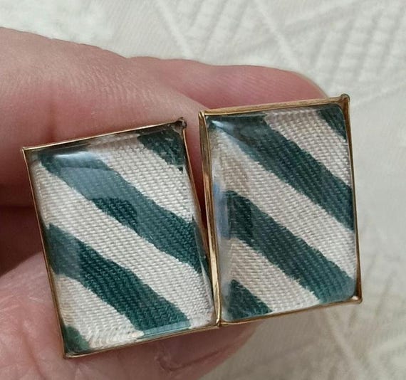 Rectangular stripped domed cuff links - image 2