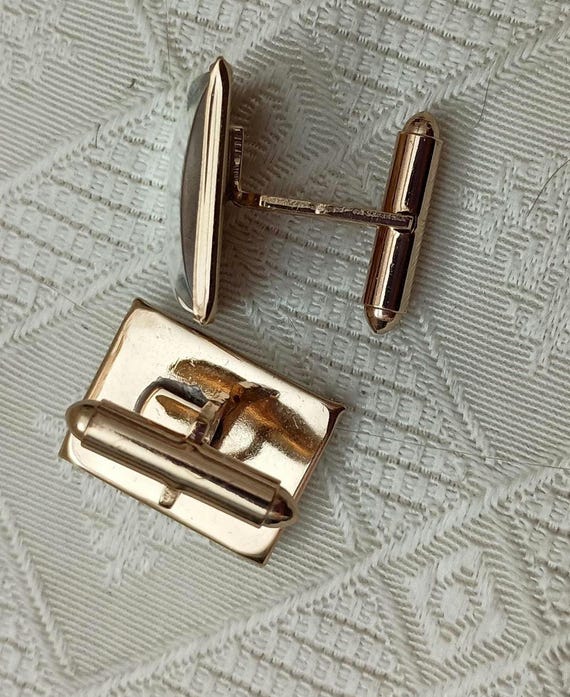 Rectangular stripped domed cuff links - image 5