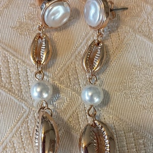 sea shell and pearl earrings