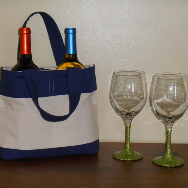 RESERVED FOR MARIAN R ~ Double Canvas Wine Tote