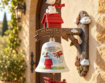 Flying Ace Wind Chime – Red Baron Doghouse Wall Hanging Decoration – Bell with Biplane Ornament