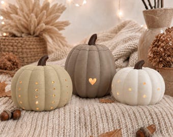 LED Kürbis Windlicht 3D Druck, Kürbis Leuchte Herbst Deko Tischdeko, Gemütliches Licht Geschenkidee Herbstzauber, Halloween Deko