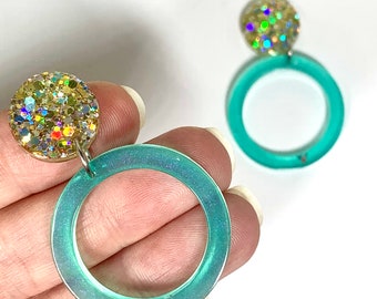 Festive Bling: sparkly resin dangle earrings