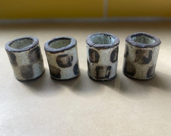 Set of 4 Handmade Ceramic Napkin Holders, Studio Pottery, Rustic & Unique, Midcentury style