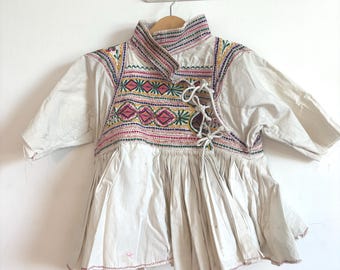 RARE Antique Indian Pleated Embroidered Jacket or Bolero Coat Handcrafted Embellished Child