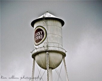 Lucky Strike Water Tower Print, Durham North Carolina Photography