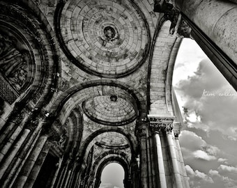 Sacré-Coeur Basilica Paris Photo Print, Black and White Architecture
