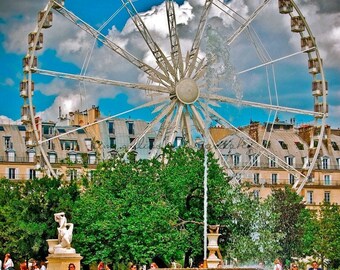 Paris Ferris Wheel Photo, Tuileries Garden Print, France Art
