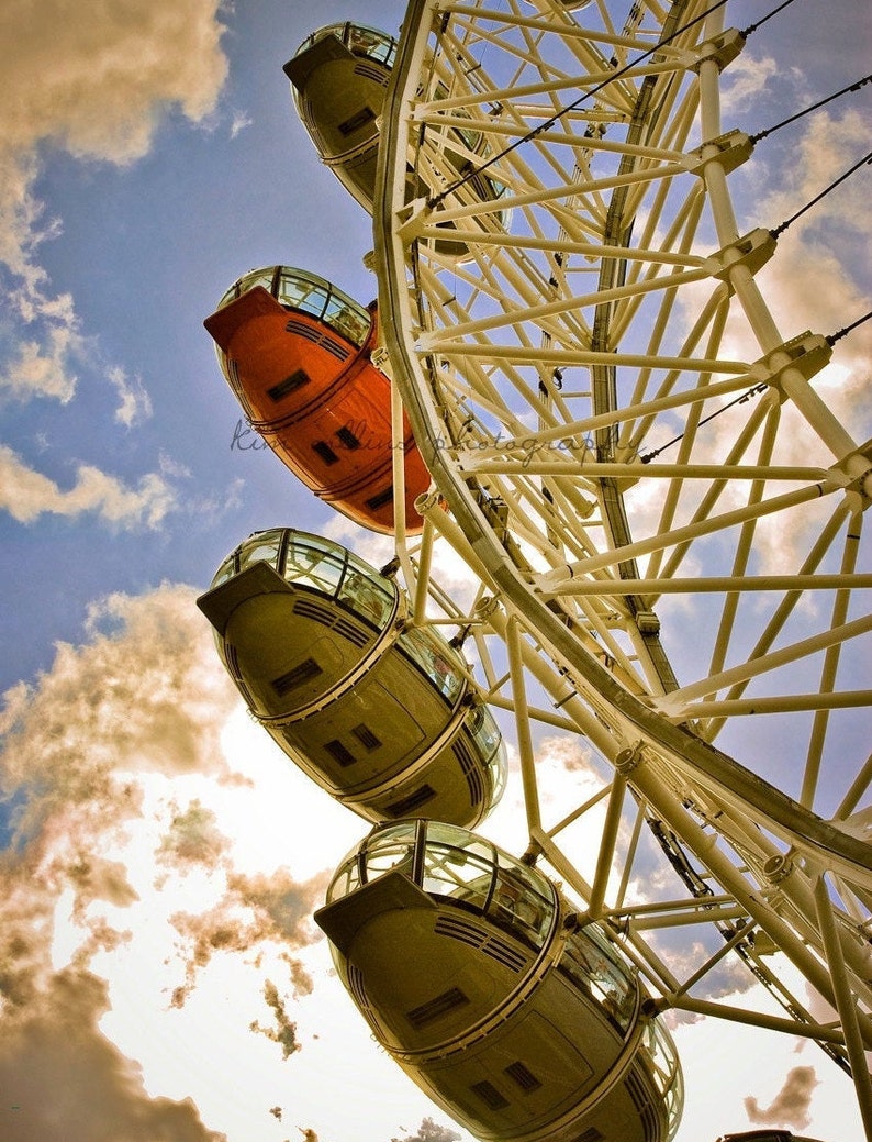 London Eye Pop of Red-London,England,Fine Art PhotoTravel,London photo,London gift,London print,travel photo,England gift,ferris wheel image 1