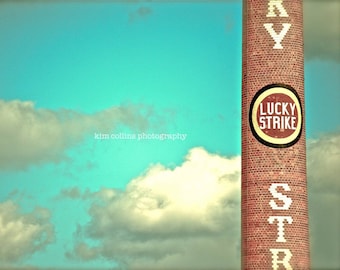 Lucky Strike Smokestack Photograph, Durham American Tobacco Print