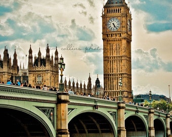 Big Ben and Bridge,London,England,Travel,London photo,London gift,London print,Big Ben gift,London Eye gift,travel photo,England gift