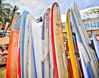 Sayulita Surfboards Photo Print: Mexico Beach House Decor