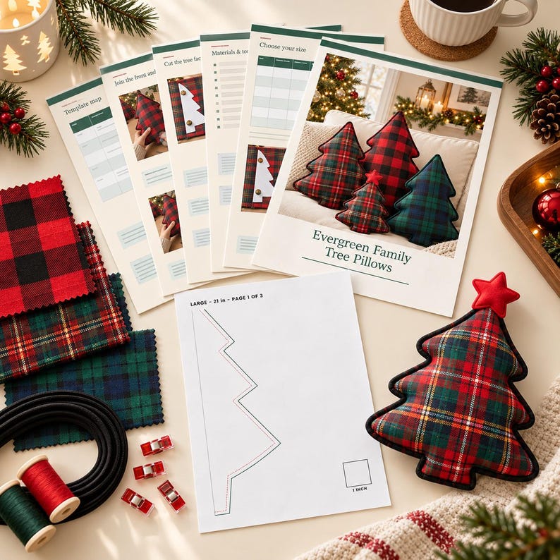 Instant Download Sewing Pattern Tree Pillow Sewing Pattern PDF, 4 Sizes, Fabric Christmas Tree Pattern ...