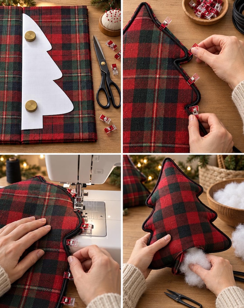 Instant Download Sewing Pattern Tree Pillow Sewing Pattern PDF, 4 Sizes, Fabric Christmas Tree Pattern ...