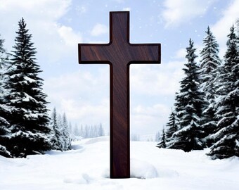 Cross Wall Hanging Made From Rustic Rosewood, Wall decor cross., Handmade wooden cross. Farmhouse wall cross. Minimalist cross wall art