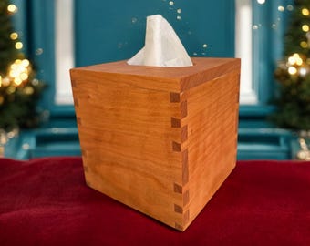 Elegant Wooden Tissue Box Cover - Premium Quality & Stylish Design. Cherry wood with dovetail joinery