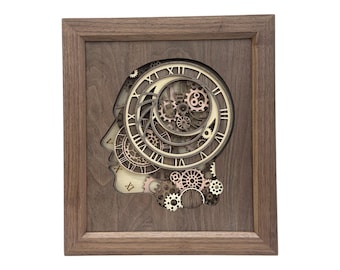 Wall hanging Wall art. Layered wood wall art, home decor in a solid walnut wood frame