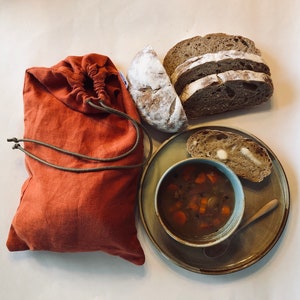 Flax | Linen | Reusable | Bread | Storage | Bag | artesian | bakers | gift |