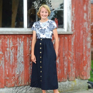 Long | Linen | Women&#39;s | Skirt | Gathered | Modest