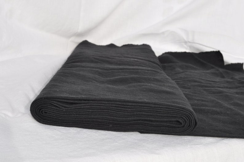 Linen Fabric Flax |linen by the Metre Rustic Black 7.1 oz
