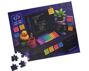 Funny Programmer Jigsaw Puzzle | Software Engineer Desk Aesthetic | Rubber Duck Debugging | Developer Gift | Coding Humor Tech Coworker