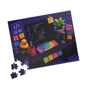 Grappige programmeurpuzzel | Esthetiek voor het bureau van een software-engineer | Rubberen eendje voor debugging | Cadeau voor een ontwikkelaar | Humoristische techcollega voor programmeurs