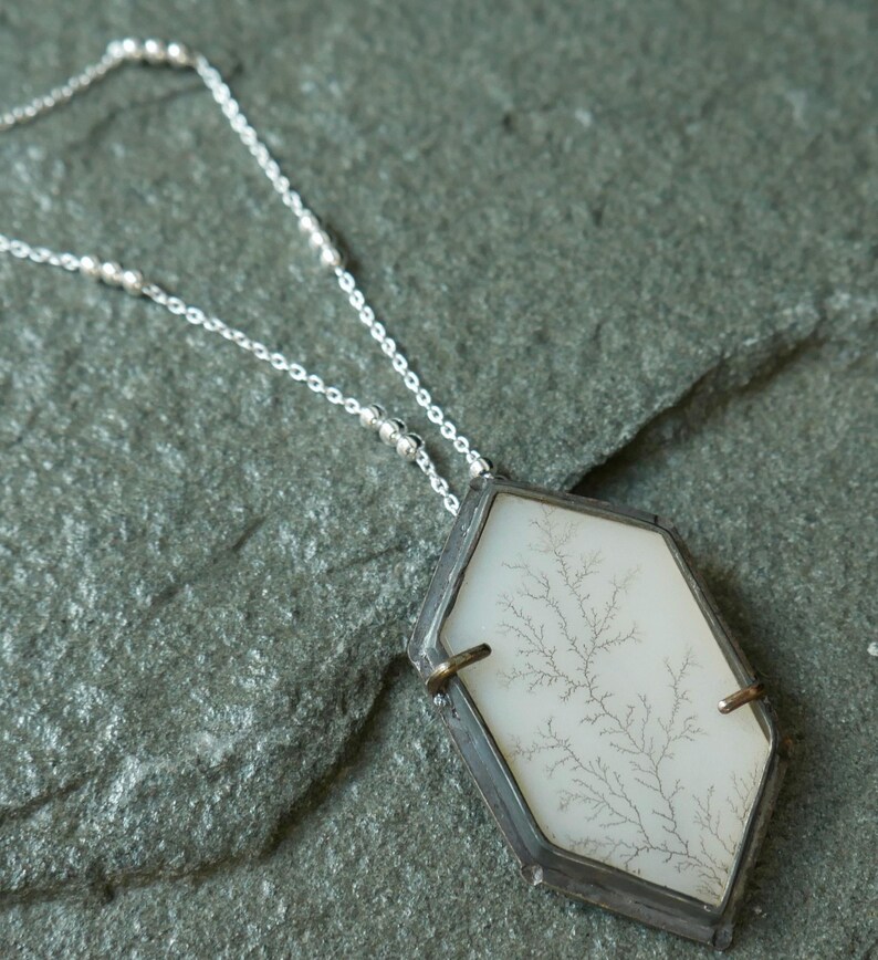 Energy Source A Dendritic Agate Pendant Necklace in Oxidized Sterling