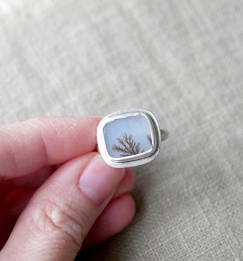Size 6 Windowpane view \u2014 A Dendritic Agate Ring